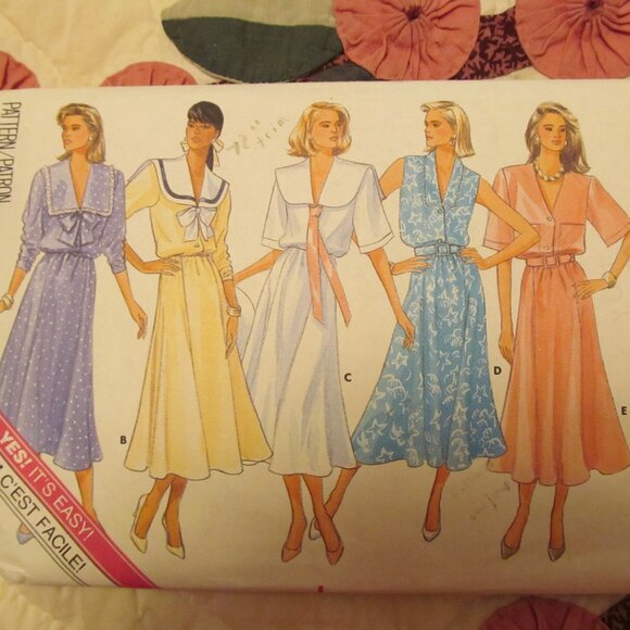 Vtg 1980s Butterick Sewing Pattern DRESS 4629 Size 8 10 12 - Picture 1 of 10